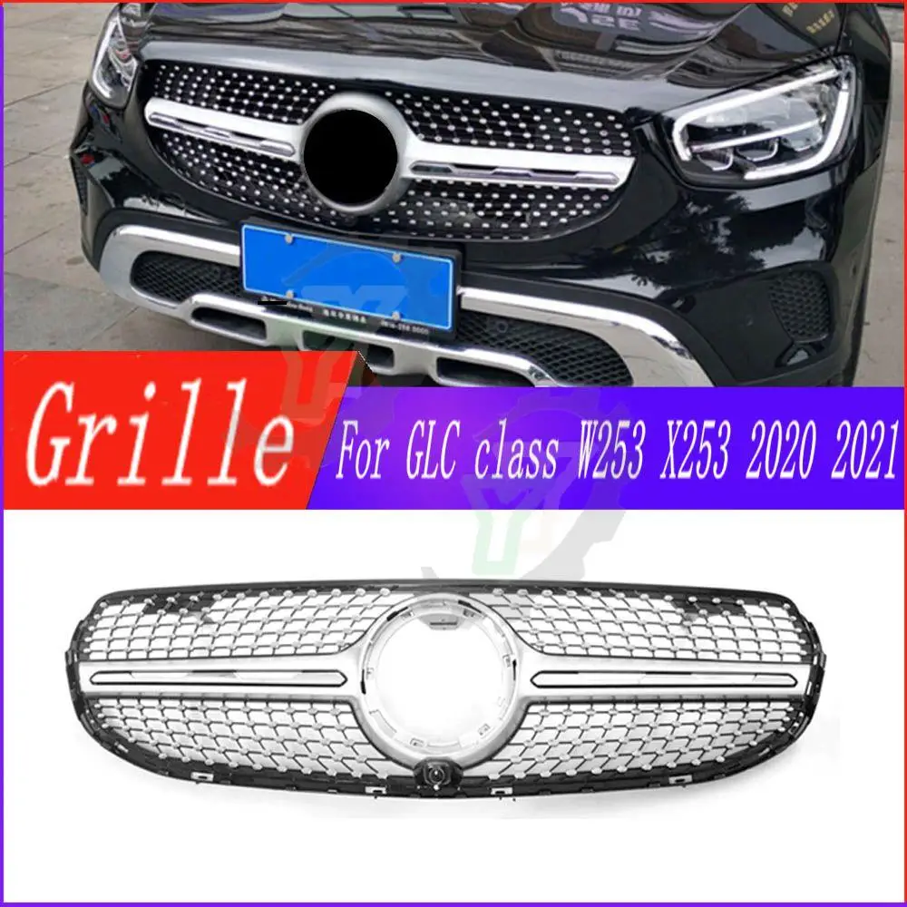 

Diamond /GT Style Front Bumper Grille Centre Panel Styling Upper Grill For Mercedes-Benz GLC class W253 2020 2021+ Car Accessory