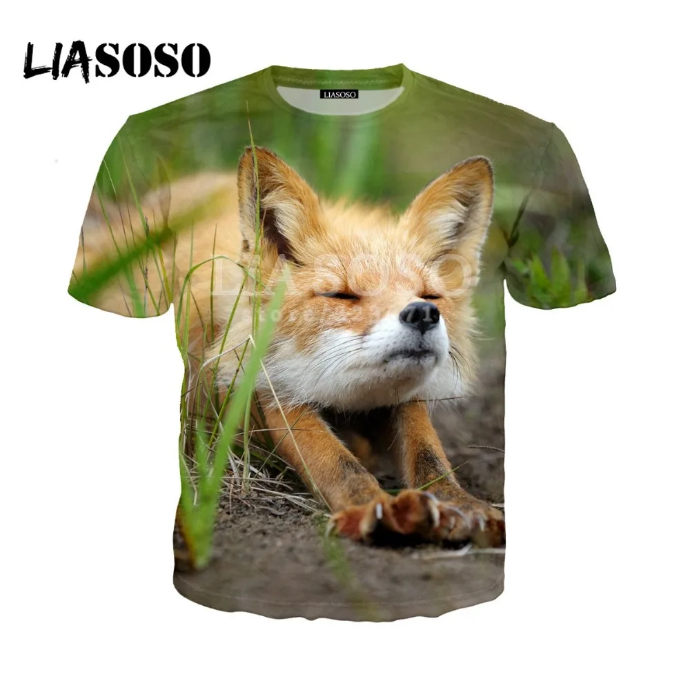 

LIASOSO 3D Printing Casual Men and Women T-shirt Top Brand Clothing Summer Latest Tee Animal Fox Hunter Oversized T Shirt