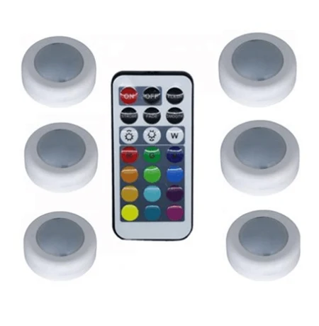 6Light 1Remoter Беспроводной светодиодный светильник шайба s RGB 12 цветов затемняемый сенсорный датчик Светодиодная подсветка под шкаф для закрытого гардероба Лестницы прихожей ночника - Цвет: 6Light 1Remoter