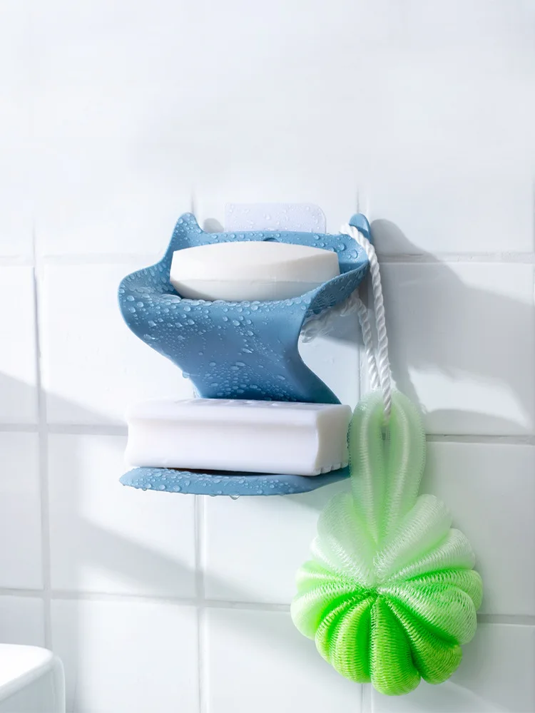 

Soap Rack Wall Mounted Soap Holdershower Soap Sponge Dish Bathroom AccessoriesSelf Adhesive Box Storage estante de jabon bano
