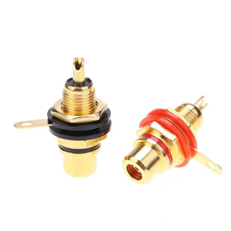 

2pcs RCA Female Socket Connectors Chassis Panel Mount Adapters Audio Plugs Dropshipping
