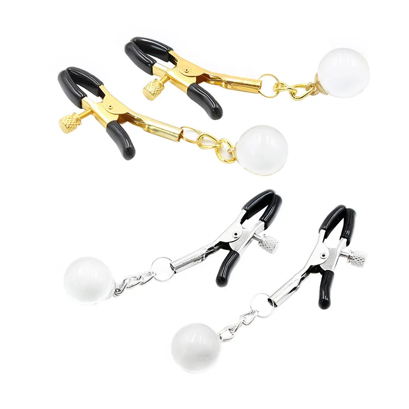 Зажимы для сосков Новые металлические с стеклянными бусинами зажимы груди пары