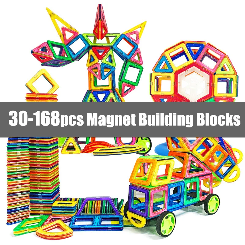 

168-30pcs Magnetic Constructor Magnetic Designer Model Building Blocks Accessories Educational Toys for Children Gifts