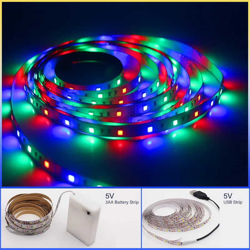 DC5V USB/3XAA светодиодный светильник SMD2835 гибкая светодиодная лампа лента RGB 0 5 м 1 2 3 4