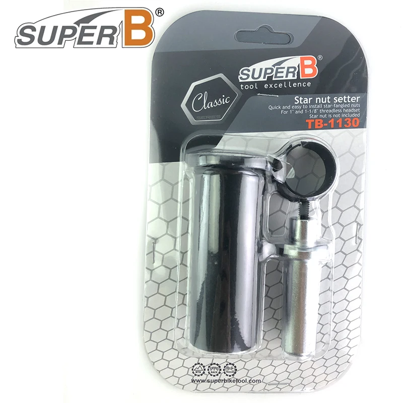 

Звездчатая гайка для велосипеда SUPER B TB-1130, быстрая и легкая установка, звездчатая гайка для 1-1/8 дюйма, гарнитура без резьбы, велосипедные инс...