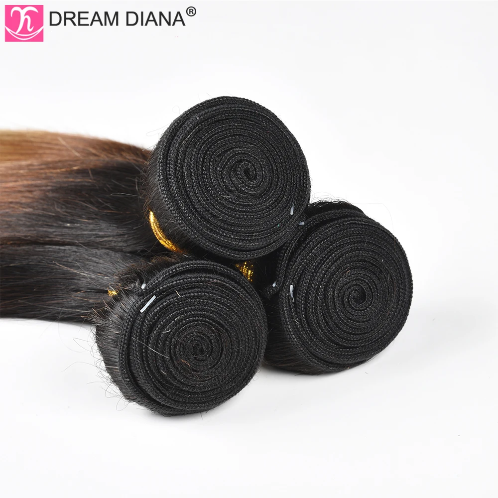 DreamDiana перуанские волосы 3 тонов прямые волосы Омбре волосы 3 Связки L 1B/4/27 Реми пучки волос "омбре" предварительно Цветной человеческих волос