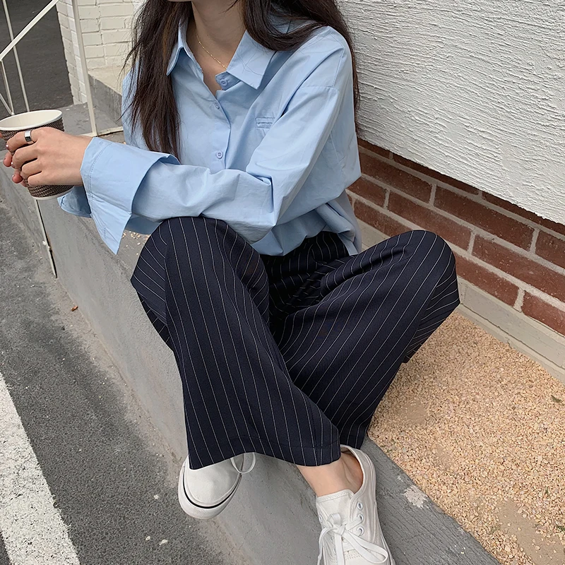 Новинка весна-лето 2021 свободные тонкие универсальные прямые брюки HziriP в полоску