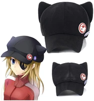 anime asuka langley soryu cosplay cute cat ears cotton hat unsiex adult kids baseball mesh cap badge