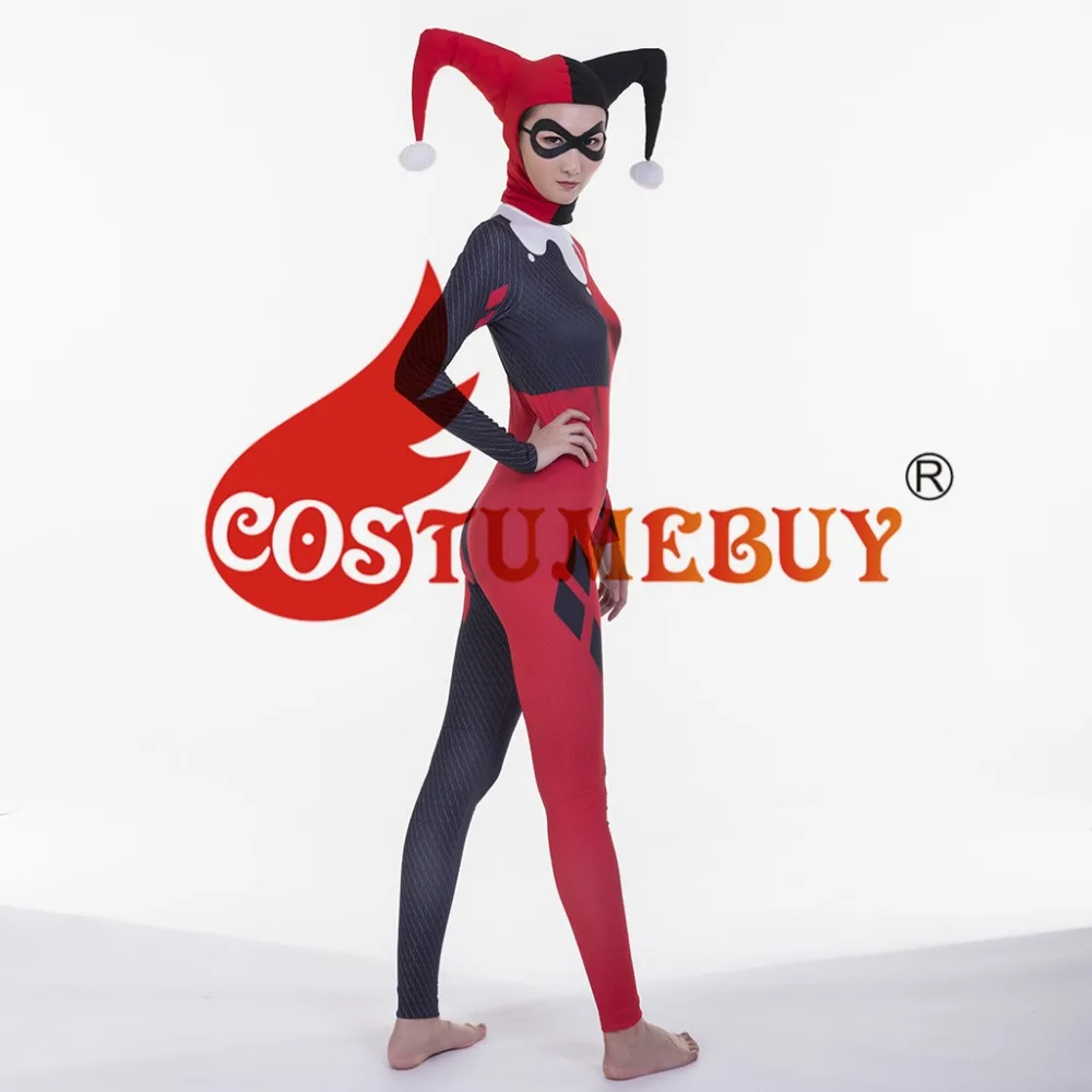Costumebuy отряд самоубийц Куинн косплей костюм боди комбинезоны фантазия полная голова носить маска на глаза для Хэллоуина для женщин девочек реквизит