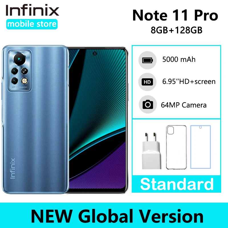 

Global version Infinix Note 11 Pro 8GB 128GB 6.95'' Display Smartphone Helio G96 120Hz Refresh Rate 64MP Camera 33W Super Charge