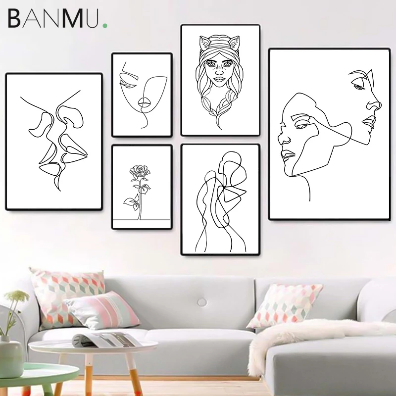 Скандинавский минималистичный рисунок лески сексуальная женщина тело