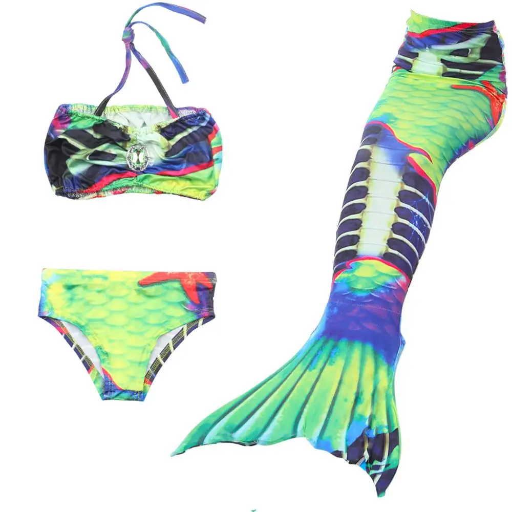 

Girls Swimming Mermaid tail Mermaid Costume Cosplay Swimwear Tails Swimsuit 3Pcs Bikini Sets