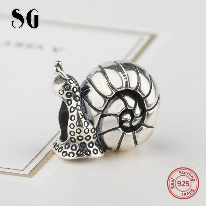 Новое поступление бусины-улитки в виде животных SG серебро 925 пробы Подходит для