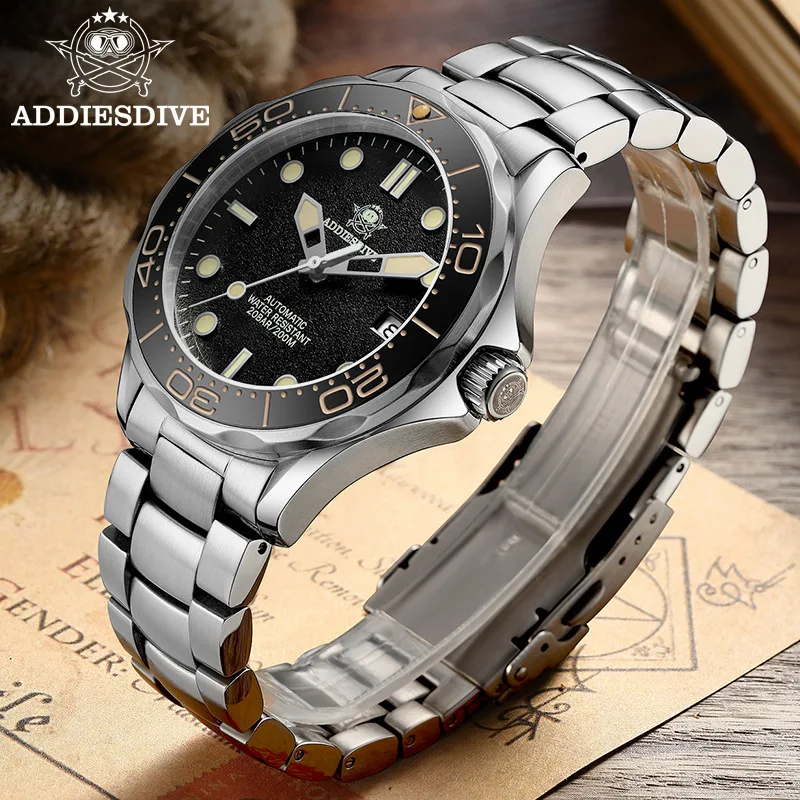 

Addies New dive Sea Ghost Diver Mechanical Watches Men Sapphire NH35A Movement C3 Luminous Stainless 200m Automatic Sports Watch