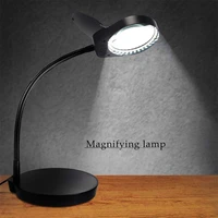 5x illuminated magnifier flexible rotation desktop magnifying glass for soldering iron repairtable lampskincare beauty tool