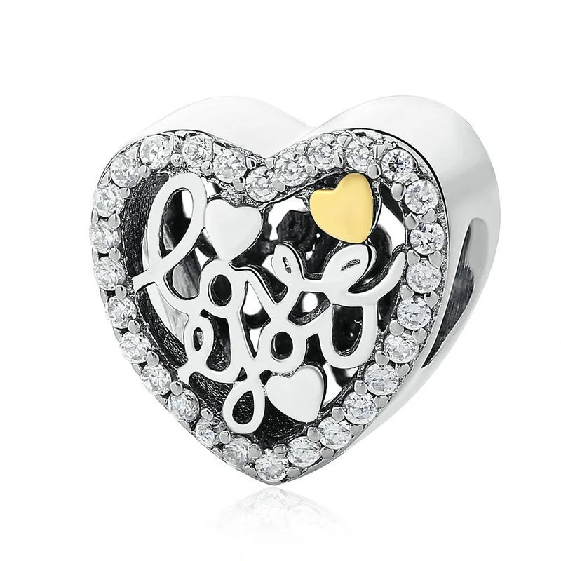 CodeMonkey 100% настоящие 925 Серебристые бусины в форме сердца подходят к оригинальному