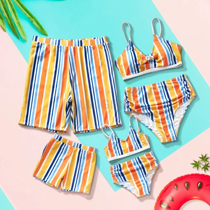 

Leaf Family Matching Swimsuit Boat-Neck Mother Daughter Swimwear Mommy and Me Beach Dress Clothes Outfits Father Son Swim Trunks