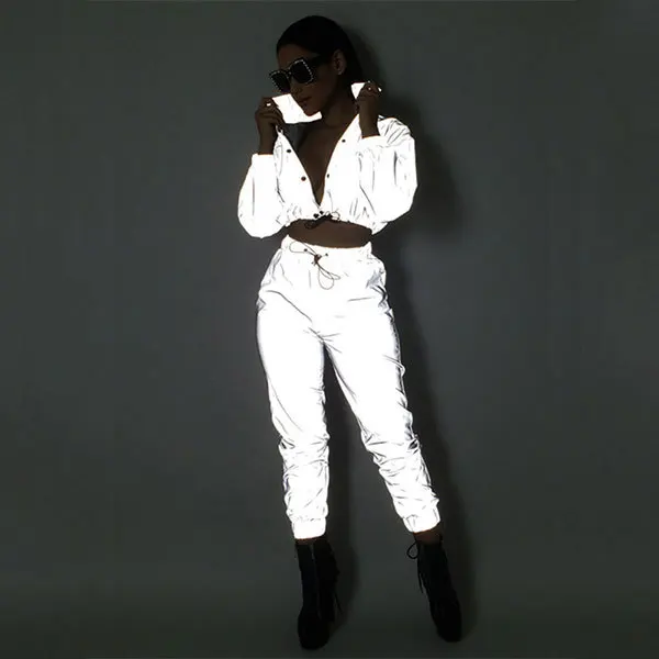 Светоотражающие из двух частей комплект шнурок укороченный топ и брюки для