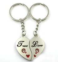 5pairslot couple keychain love hearts shape key ring lovers love key chain engraved souvenirs valentines day gift wholesale