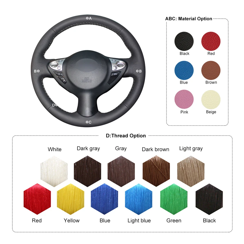 

MEWANT Black PU Carbon Fiber Suede Car Steering Wheel Cover for Infiniti FX FX35 FX37 FX50 QX70 Nissan Juke 370Z Note 2009-2020