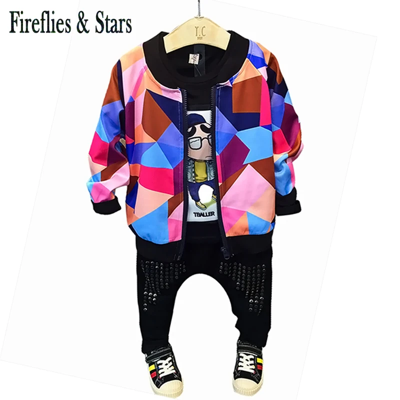 2 шт. детский спортивный костюм с геометрическим рисунком на возраст 2-7 лет |