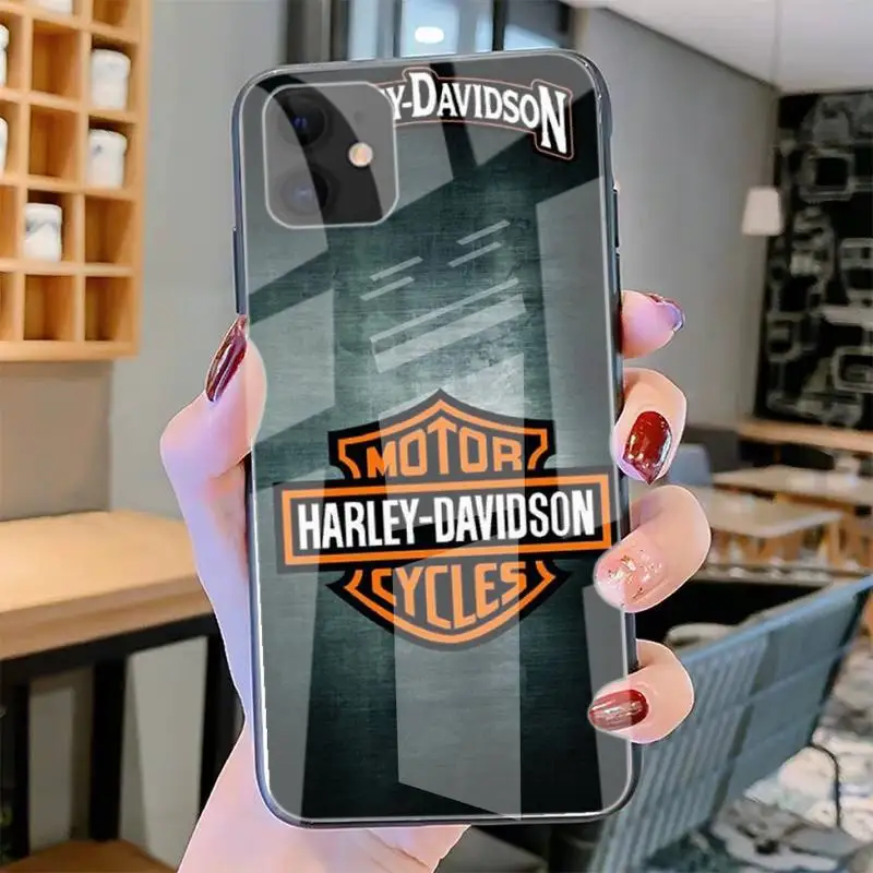 

Motorcycle Harley Davidson Phone Case Tempered Glass For Iphone6plus 6S 7 7plus 8 X XS XSmax XR 11 12 Pro Max 12mini
