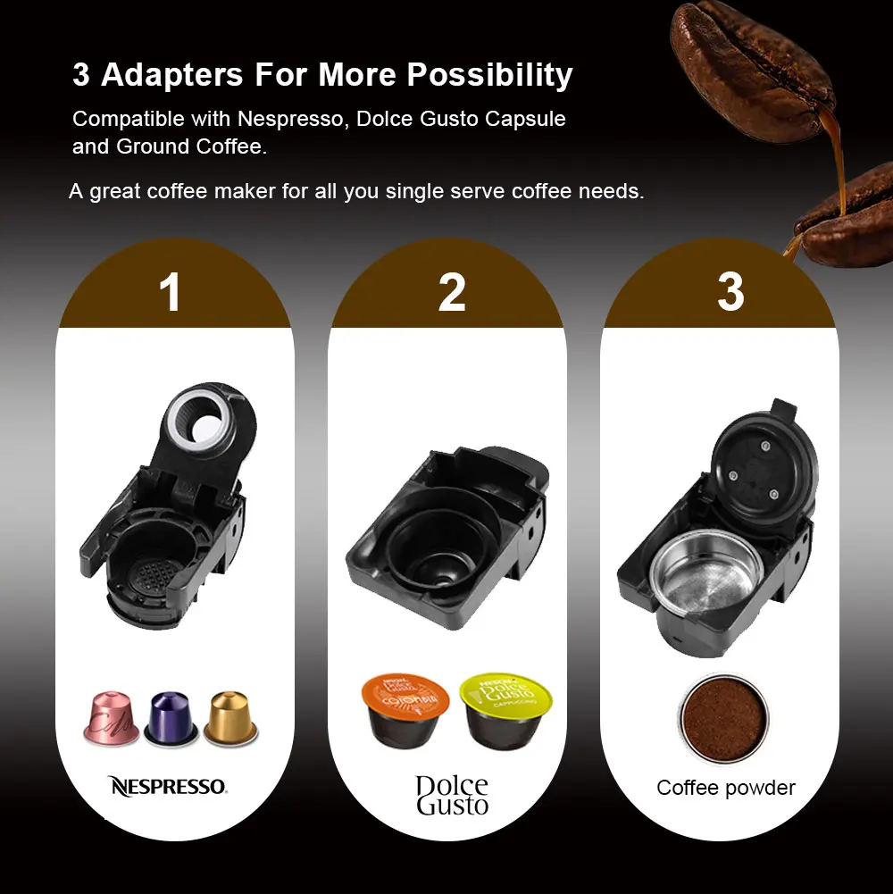 BioloMix 19 бар эспрессо кофеварка 3 в 1 Капсульная кофемашина совместима с Nespresso Dolce Gusto