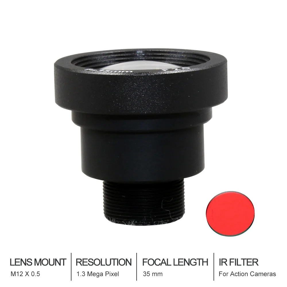 

Witrue 1.3Megapixel 35mm Lens with IR filter M12 Mount Aperture F2.0 for Action Camera