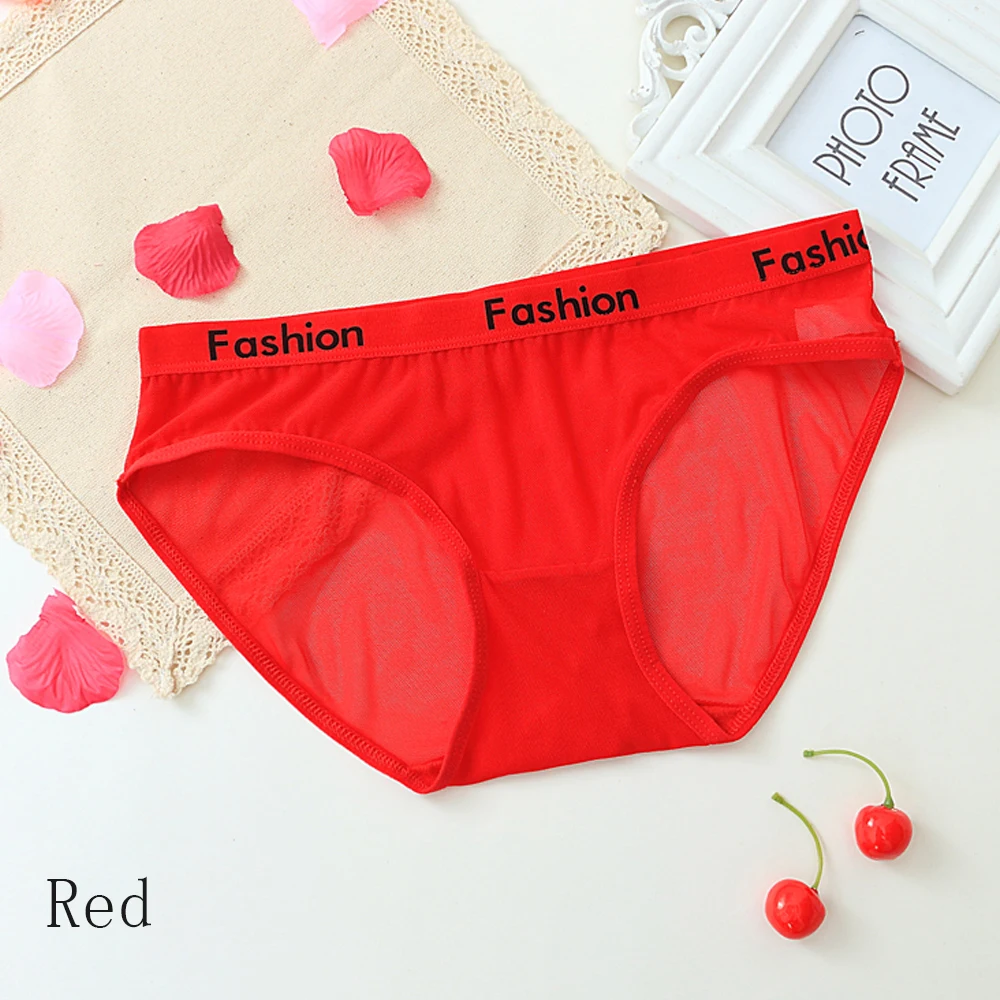 red Спортивный стиль, дизайнерские женские трусики, стринги, модные Хлопковые женские сетчатые трусы, нижнее белье, бесшовные трусики сексуальное женское нижнее белье - Цвет: red
