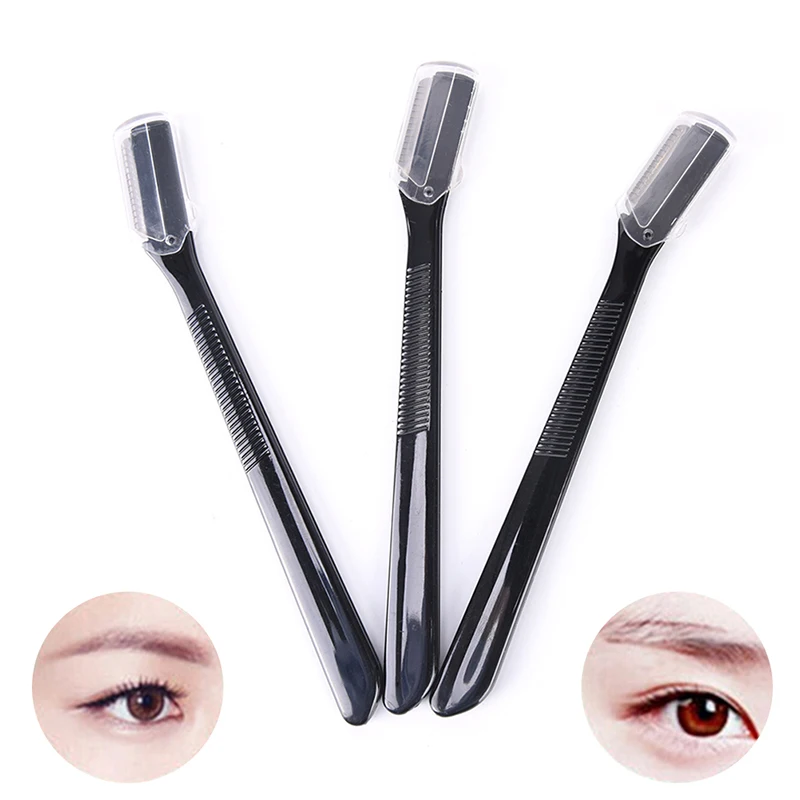 3PCS/Set Black Mini Eyebrow Trimmer Safe Shaving Razors Small Size Blade Women Face Care Hair Removal Tool Makeup Shaver Knife | Красота и