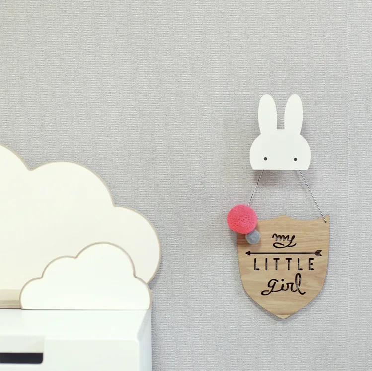 

ins wooden rabbit cloud kawaii children's room children's clothing shop hook decorative wall decoration stickers Nordic style
