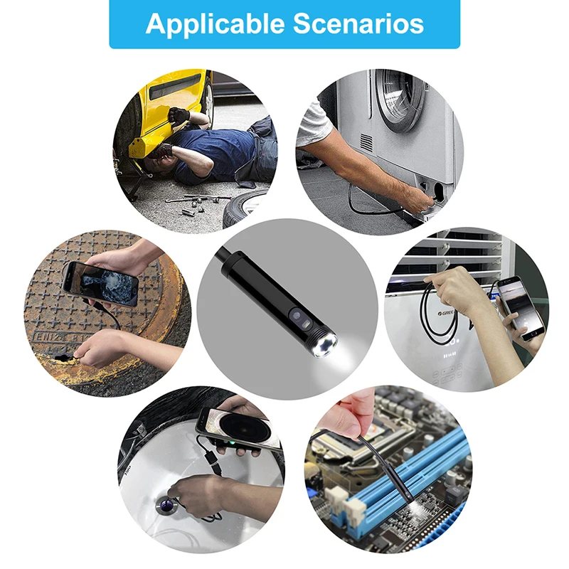 

Double Lens USB Endoscope Camera Flexible 8mm Borescope HD Pipe Inspection Camera for OTG Android Smartphone PC Notebook