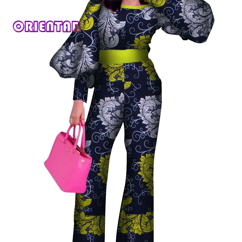 Комбинезоны Африканский Воск Принт одежда для женщин девушек с буффами на