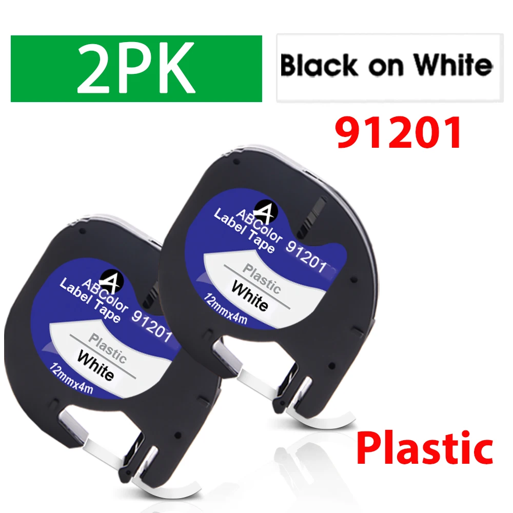 2PK 91201 черно-белая этикетка кассета для Dymo Совместимый с 12267 91202 91203 | Компьютеры и