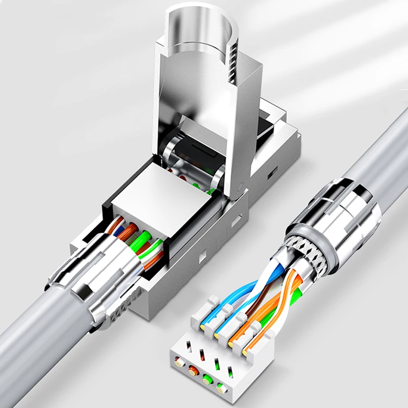 SAMZHE RJ45 экранированный разъем Cat 8 6 отверстий сетевой rj45 23AWG Хрустальная головка