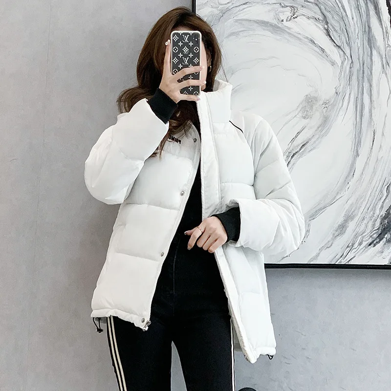 2021 Winter Women Oversized Parkas Jacket Fashion Solid stand collar Thick Warm padded Coat Casual Winter Outwear Jacket parkas