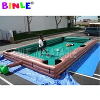 9x6m outdoor or indoor giant inflatable snooker football pool table human soccer billiards sports field for coporate events game