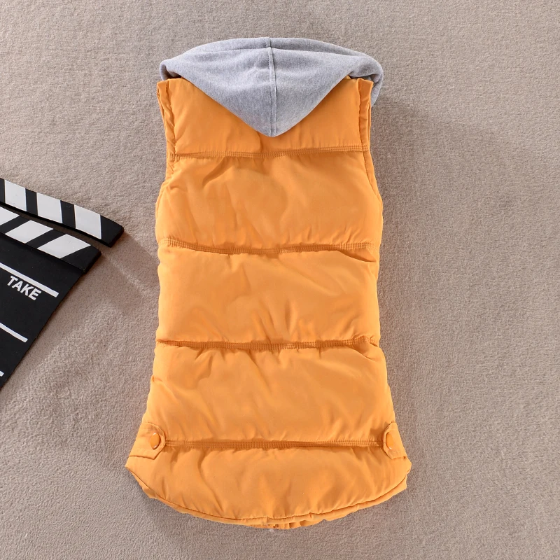 Женский хлопковый жилет с капюшоном повседневный теплый без рукавов в стиле
