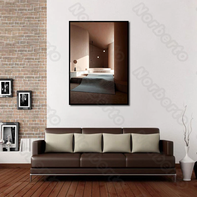 

Nordic Style Canvas Painting Poster House Corner with a Ray of Sunshine for Living Room Bedroom Home Restaurant Wall Decoration