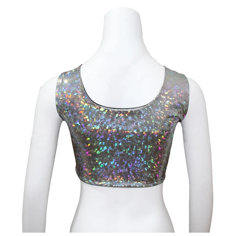 Женская праздничная одежда голографический укороченный топ пикантный кружевной
