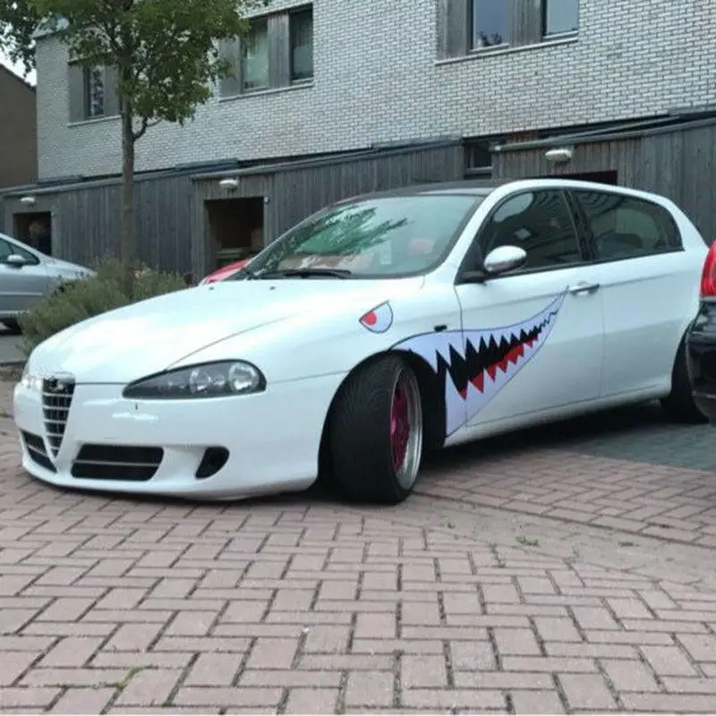 

1 Pair Car Decals Shark Mouth Tooth Teeth Sticker Vinyl Exterior Decal For Car Side Door Car Accessories