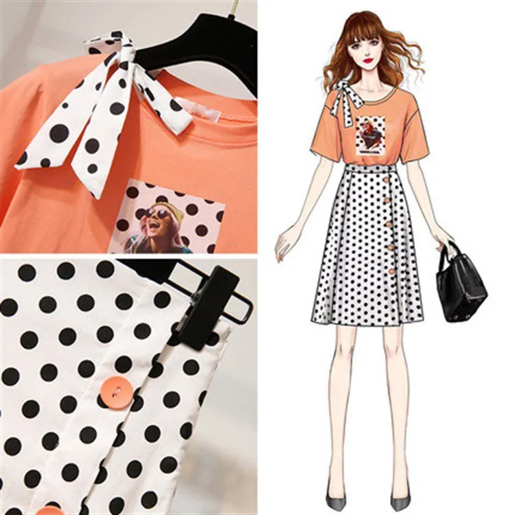 Женская длинная юбка комплект из 2 предметов с круглым вырезом тонкий