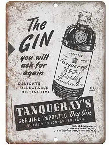 

Lplpol Vintage Tanqueray Dry Gin London Ad Vintage Metal Tin Signs Beer 8" x 12"