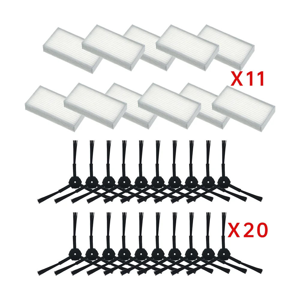 

31pcs/Lot 20pcs Side Brush(10 Pair)+11Pcs HEPA Filters Bursh for Ecovacs CR120 X500 X600 Panda X500 Filter Promaster Robot 2712