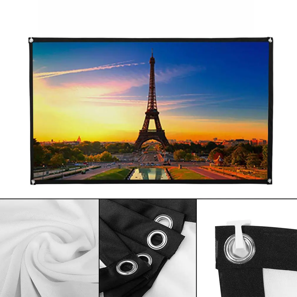 Портативный складной экран для проектора 16:9 настенный домашний кинотеатр 3D HD