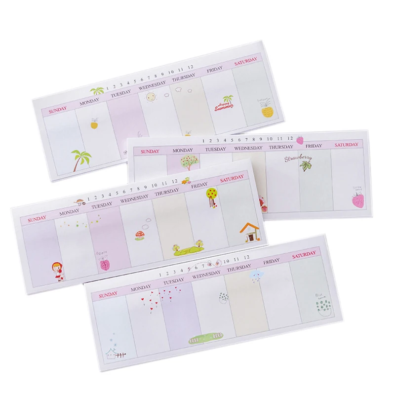 1Pack/lot Long Week Plan Self-Adhesive Sticky Notes School Office Stationery N Times Memo Pad | Канцтовары для офиса и дома