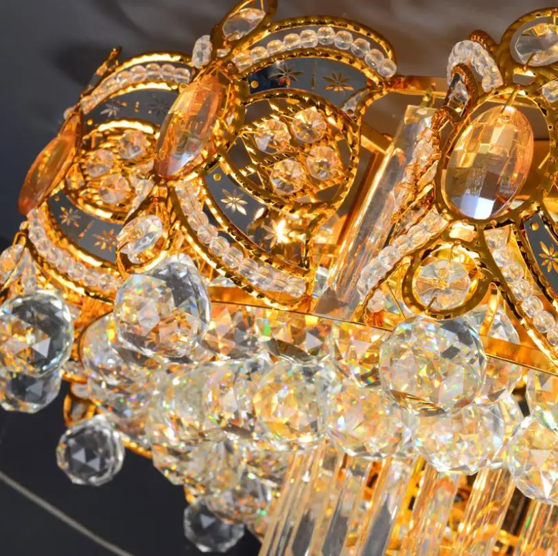 

Golden Crystal Lamp round led ceiling lamp E14 with remote control crystal ceiling lamp living room lamp bedroom lamp