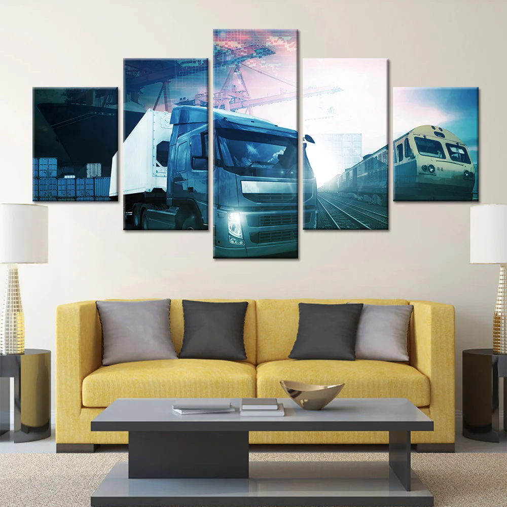 

Poster Wall Art Canvas Paintings Poster Print 5 Panels Transportation Car Picture Modern Home Decor Living Room Decoration Art
