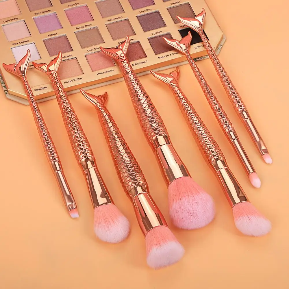 Модные золотые рыбий хвост набор кистей для макияжа 11 шт. макияж основа тени глаз