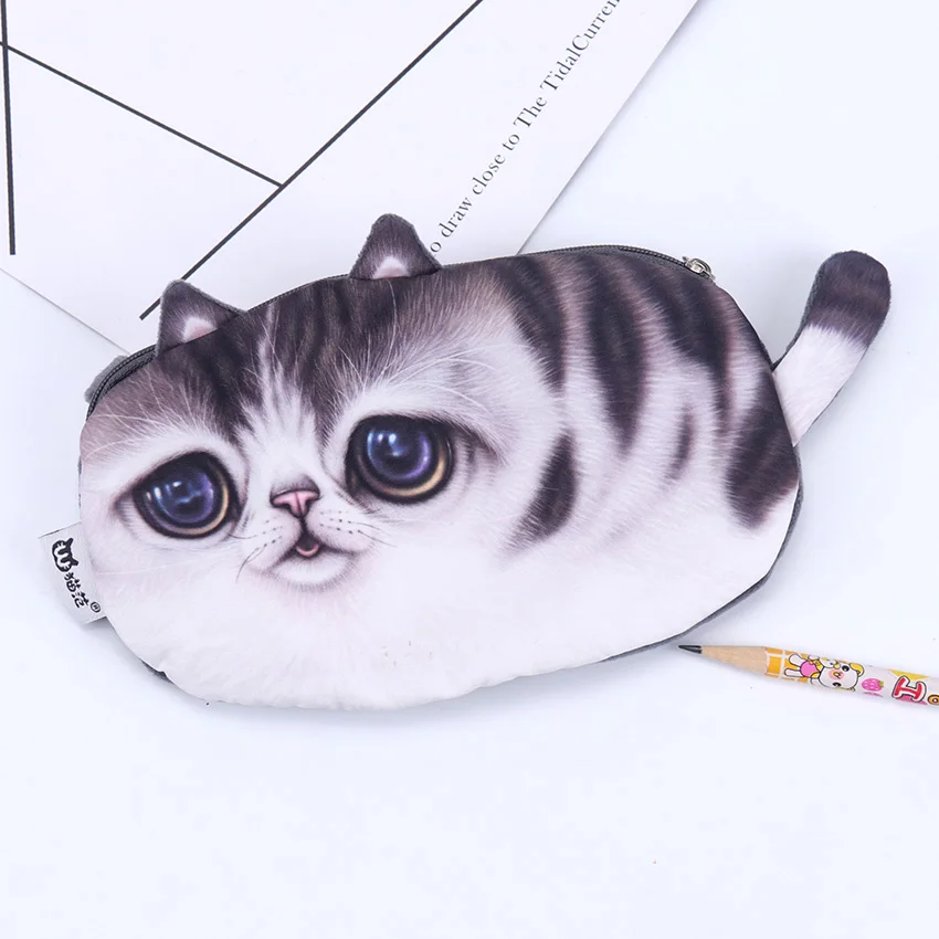Flower cat 1 шт. многофункциональный пенал для карандашей портмоне косметичка для карандашей сумка 3D большеглазая кошка пенал; Забавный с кошкой для пишущих принадлежностей - Цвет: Flower cat